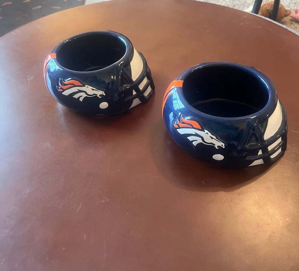 SC Sports NFL Denver Broncos Football Helmet Ceramic Bowl Set of 2